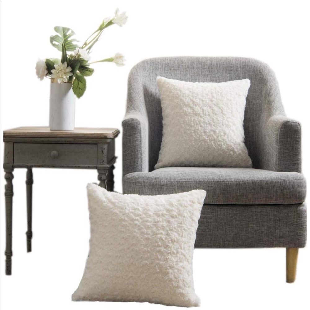 2 Luxury Plush Pearl White Throw Pillow Covers